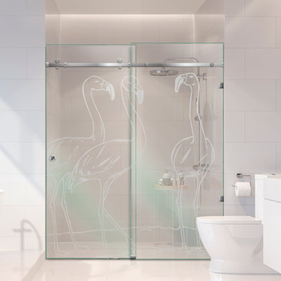 60 In W x 80 In H Frameless Sliding Tub Glass Shower Doors