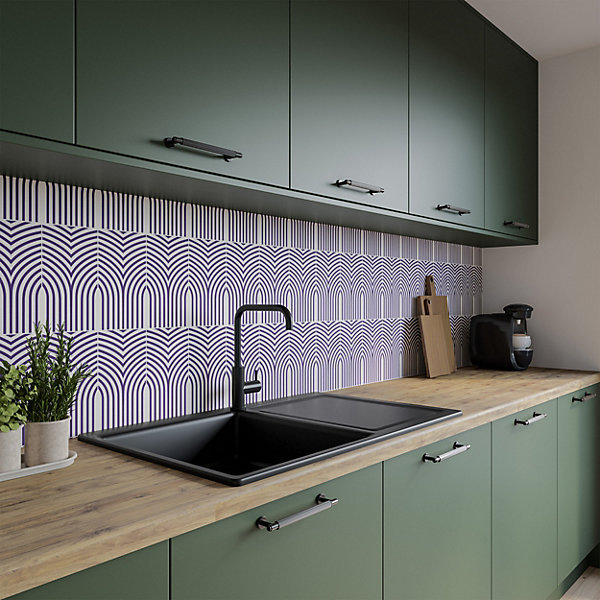 Arches Aluminium Kitchen Hob Splashback, Midnight, 305 cm x 75 cm