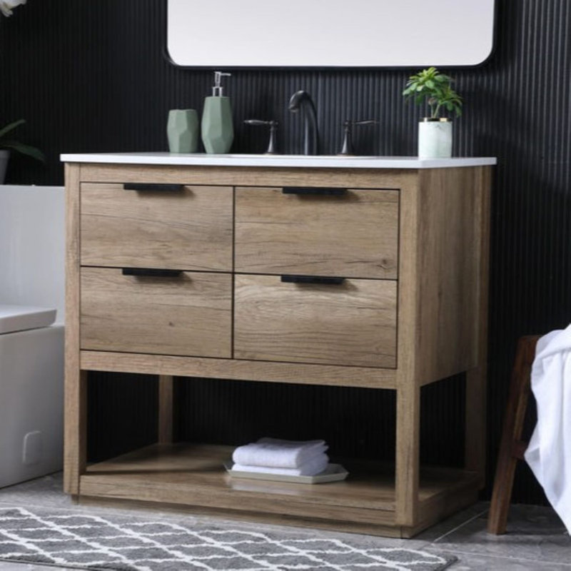 Ensemble de meuble-lavabo simple 36 po Felicity, Chêne naturel