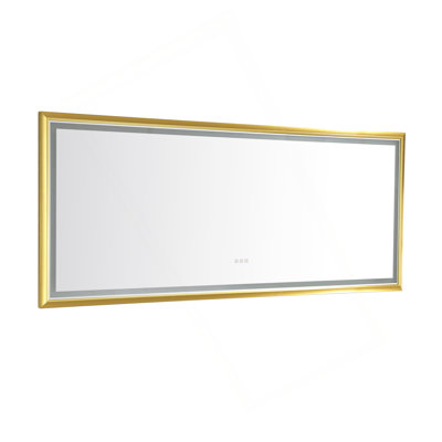 84 X 48 Inch LED Bathroom Mirror With Aluminum Frame, Wall Mounted Vanity Mirror, Anti-Fog, Memory, 3 Colors, Stepless Dimmable