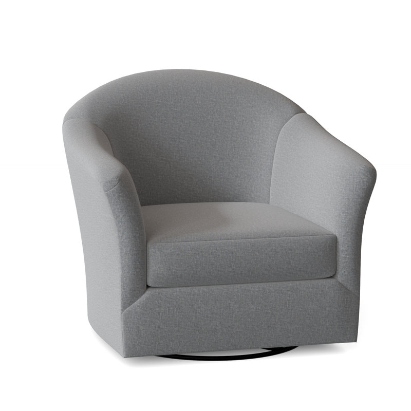 Weston Upholstered Swivel Barrel Chair, Light Blue Performance Fabric; 0851-55