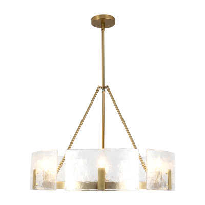Lustre en or brossé 29 po avec verre d'eau transparent Eira