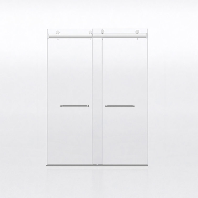 Frameless Sliding Glass Shower Doors 60" Width X 76"Height With 3/8"(10Mm) Clear Tempered Glass