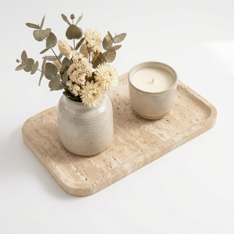 Plateau de meuble-lavabo en marbre naturel minimaliste Minimalist, Crème