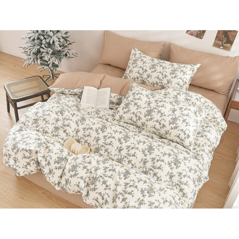 Ensemble d'édredon réversible 100% coton Demi-Dusk, Édredon pour grand lit + 2 taies décoratives