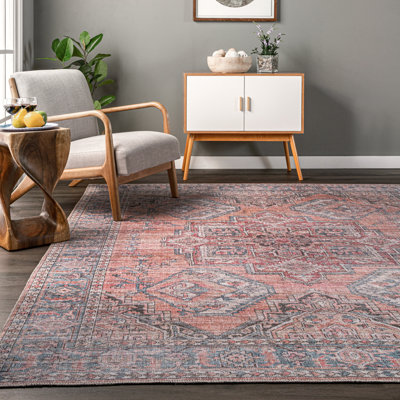 Maple SpinClean Machine Washable Floral Medallion Area Rug