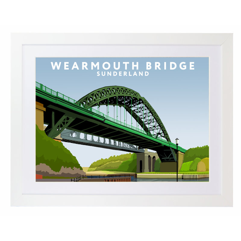 Wearmouth Bridge by Richard O'Neil - Print, White Wood Frame, 33.5 cm H x 43.5 cm W x 2.2 cm D