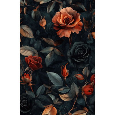 Dark Rose Wallpaper Moody Floral Peel And Stick Decorative Mural