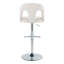 Tabouret de bar réglable en métal chromé et tissu blanc neige avec repose-pieds arrondi en T - ensemble de 2-1490528876
