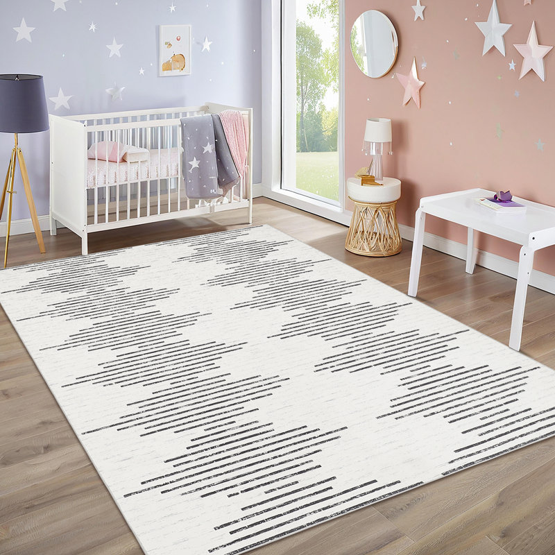 Tapis à rayures géométrique moderne et lavable à la machine pour le salon, Rectangle 8 pi x 10