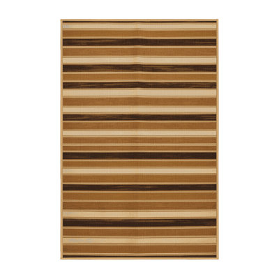  Washable Maple Cream Striped Area Rug