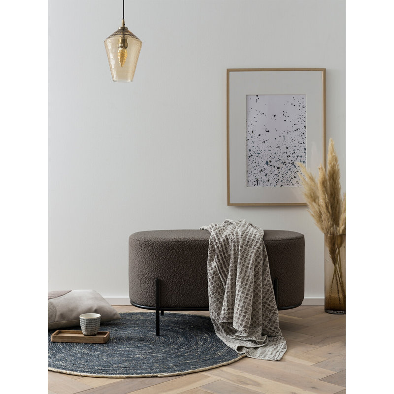 Ajmail 80cm Wide Oval Footstool Ottoman, Anthracite