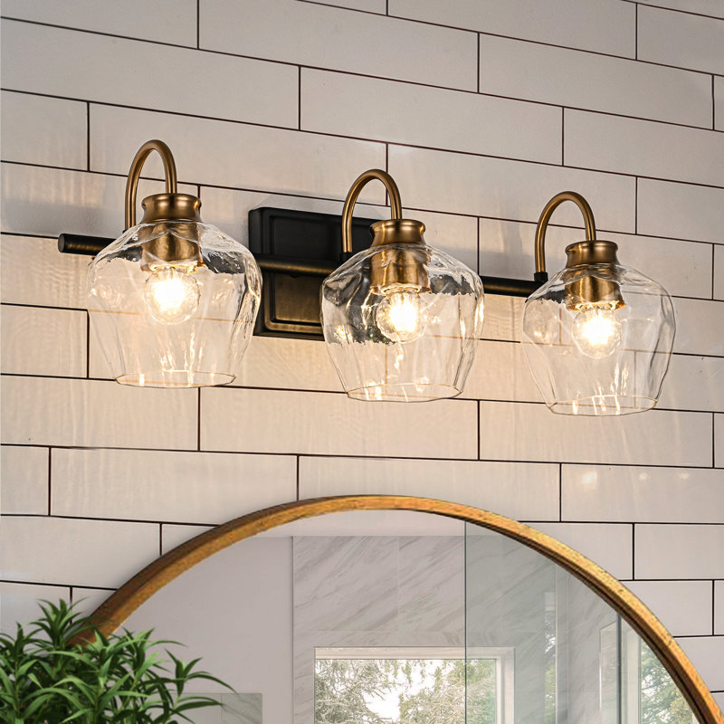 Montalto Dimmable Vanity Light, 3 Lights, Matte Black/Gold