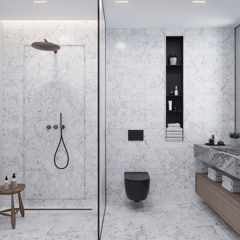 4" x 12" Marble Look Subway Wall & Floor Tile