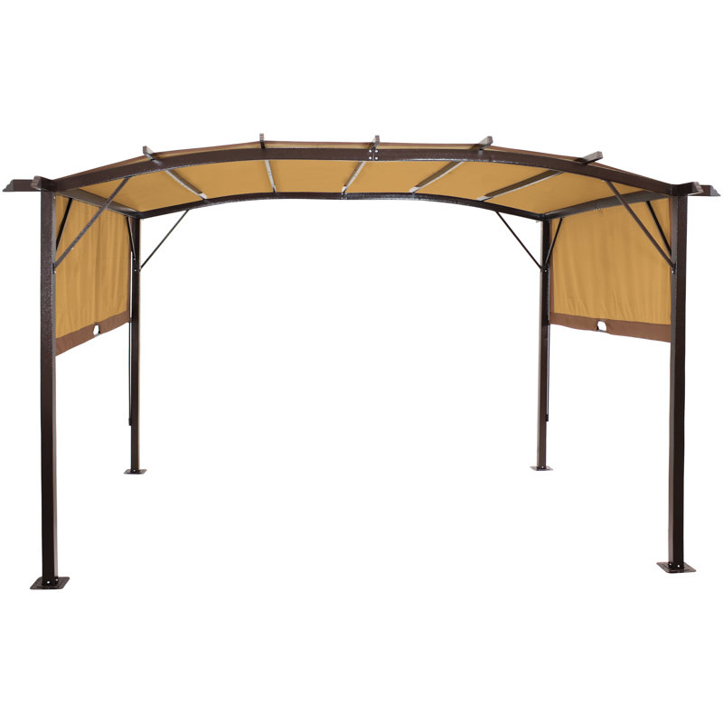 12 pi. L 9 pi. D Pergola en acier avec auvent, Bronze