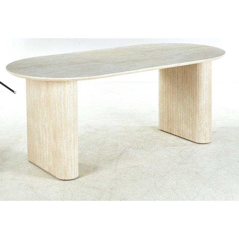 Table de salle à manger à piédestal avec pieds extensibles, couleur chêne blanc américain, belle et confortable pour 4 à 6 personnes, table basse stable