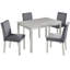 Ensemble de salle à manger 5 pièces avec table rectangulaire et chaises rembourrées en gris neutre, bois d'acacia et panneau de fibres à densité moyenne, compact pour les petits espaces