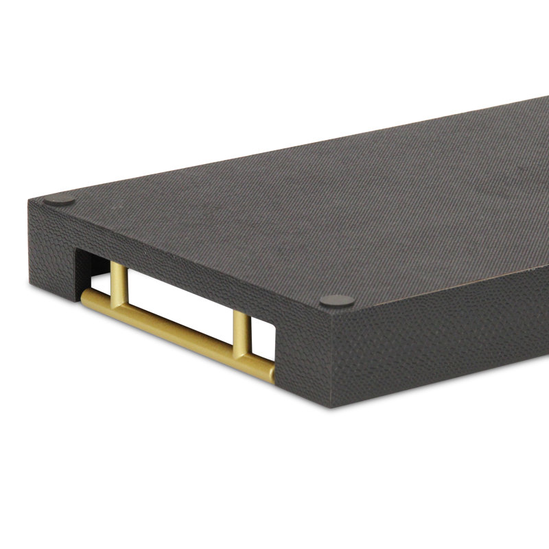 Baidy Hand-Finished Faux Shagreen Rectangular Serving Tray, Black Snakeskin