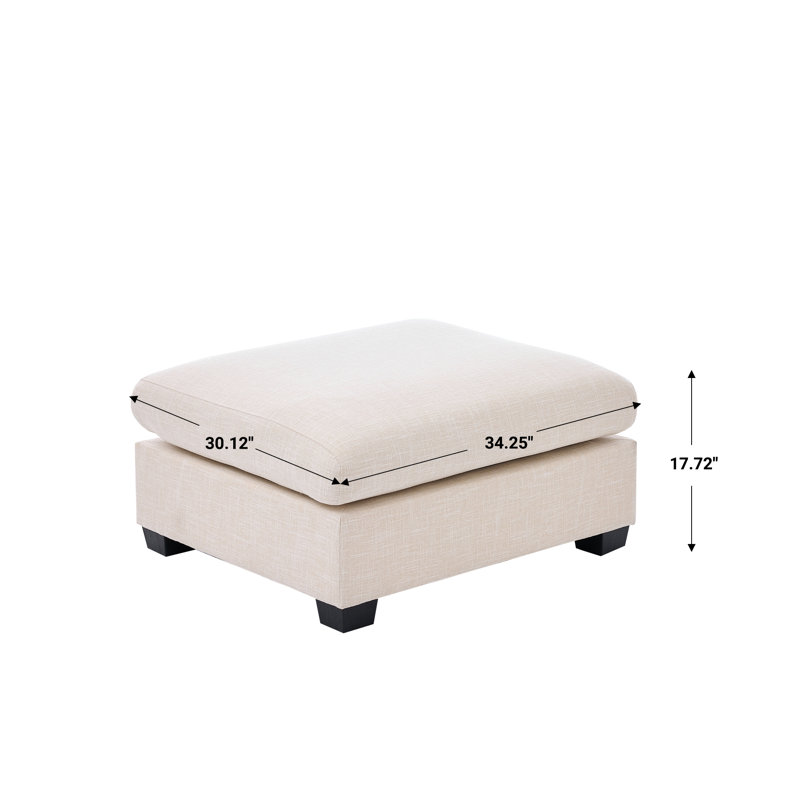 Pouf rectangulaire rembourré, Beige