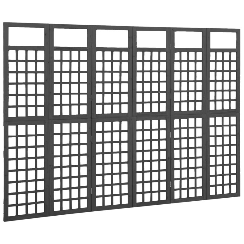 Lhrizi 242.5cm W x 180cm H Solid Wood Folding Room Divider, Black, 6
