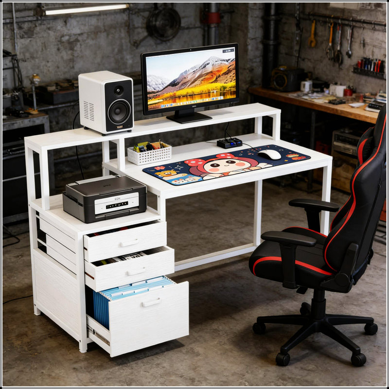 Bureau d'ordinateur ergonomique à deux niveaux avec conception spacieuse et support pour écran pour une productivité accrue