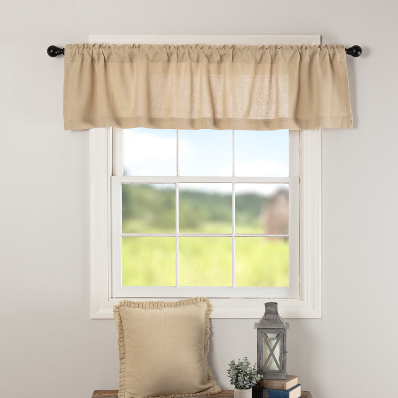 Cantonnière sur mesure en coton de couleur unie Roxane, L 72 po x L 16 po, Brun clair rétro