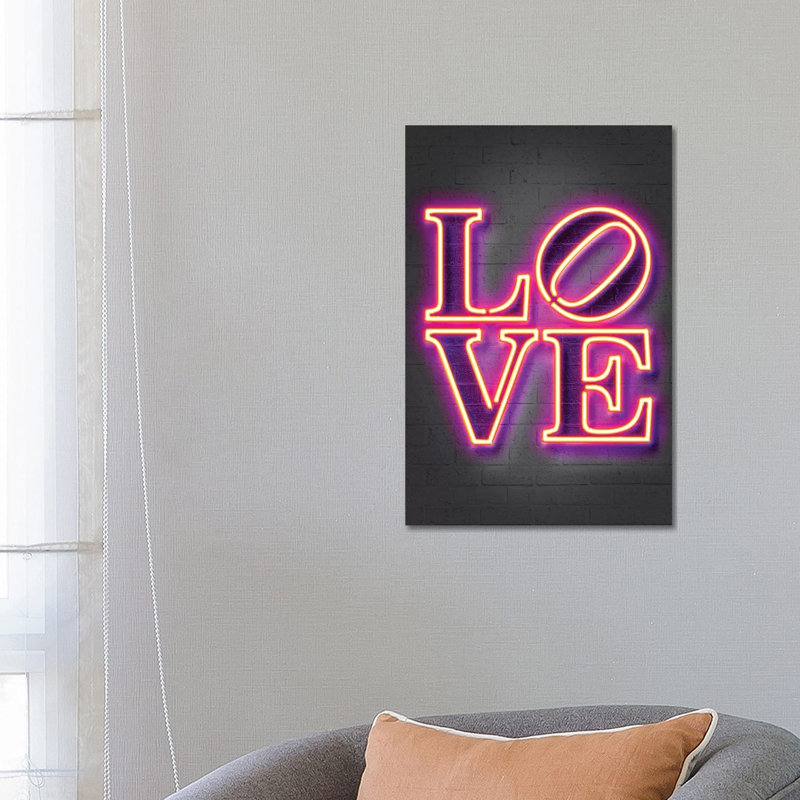 "Love" par Octavio Mielu-impression d’art textuel, H 26 po x l 18 po x 1,5 po, Toile tendue, Pas de tapis