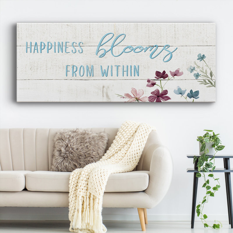 Happiness Blooms - reproduction sur toile tendue, H 24 po x l 60 po x P 1,5 po