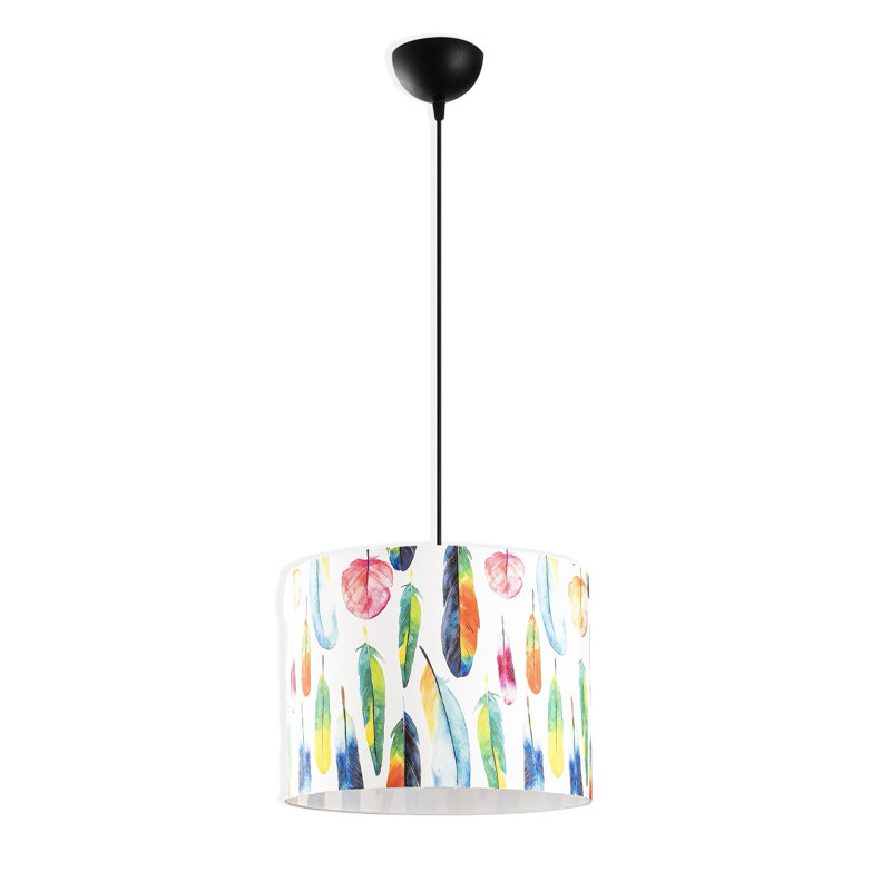 Luminaire suspendu simple en métal à hauteur réglable avec capuchon en tissu
