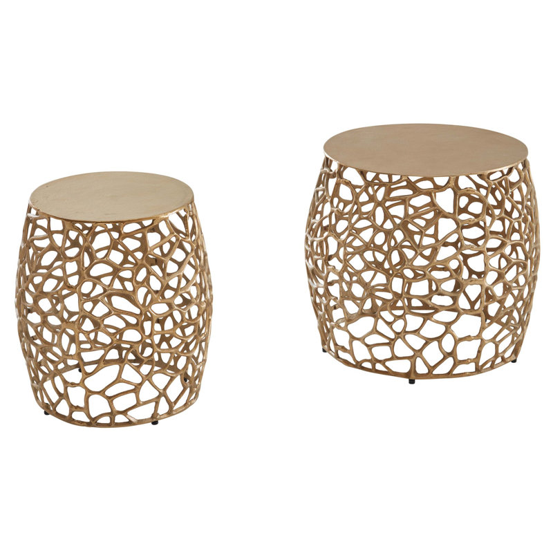 Hetre 2 - Piece Living Room Table Set, Golden