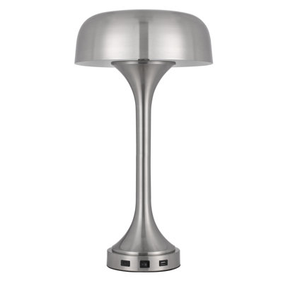 Lampe de table USB 22 po en métal à deux lumières avec abat-jour dôme 22 po