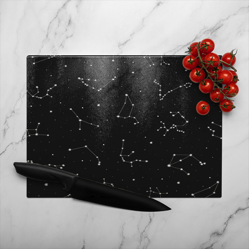 Zodiacal Constellations Glass Chopping Board, 40cm L x 28cm W