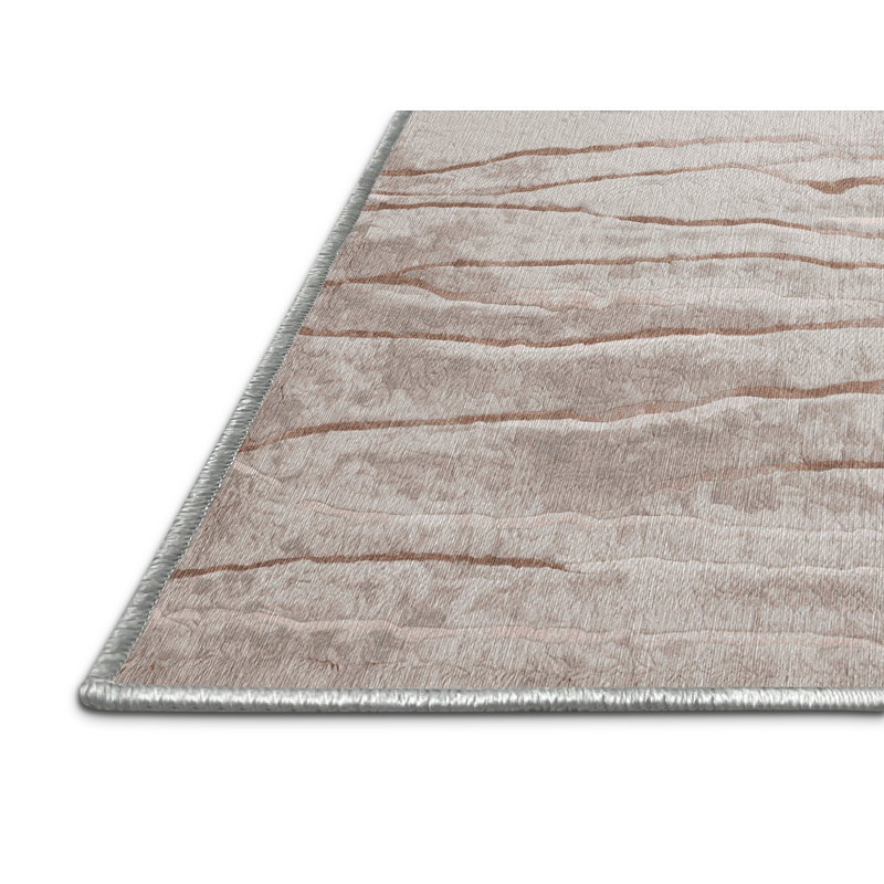 Machine Washable Beige Area Rug, Round 4'