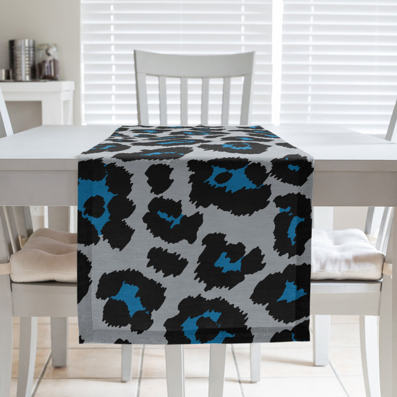 Animal Print Table Runner, 90" x 16", Silver