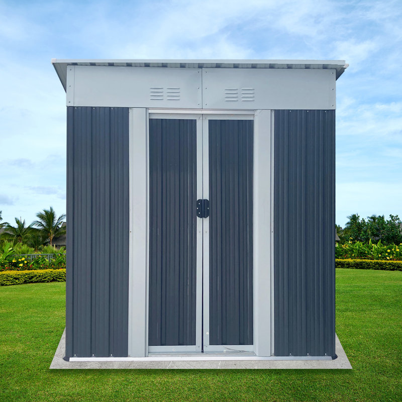 5'x3' Grey Outdoor Storage Shed With Pent Roof, Aluminum Alloy Frame - Pent Roof Wind Resistant, Galvanized Steel/aluminum Alloy Frame Corrosion Resistant, Ventilated Panels Water-permeable/uv-resistant, Labeled Installation - Outdoor Garden Storage