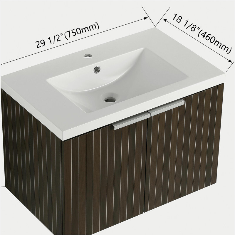 Meuble-lavabo de 30 po avec lavabo en résine, portes et conception à fixation flottante, 30"