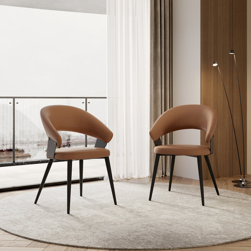 Chaises de salle à manger rembourrées Modern, Brun