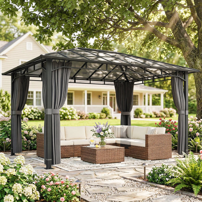Outsunny 3 x 3 m Outdoor Hardtop Gazebo Canopy w/PC Roof Dark Grey