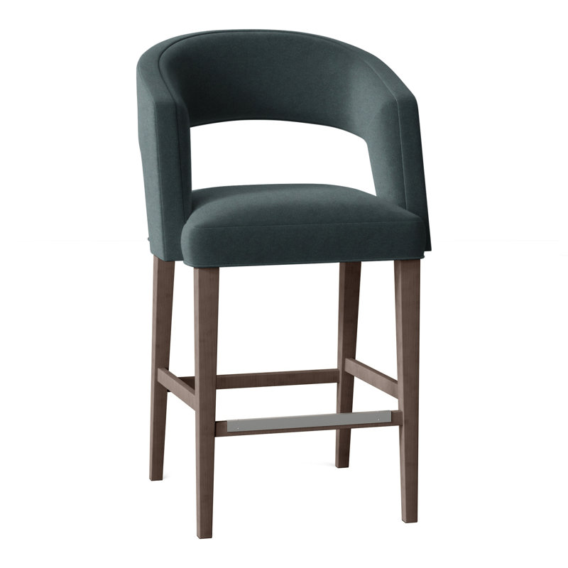 Bryant Upholstered Stool with Solid Wood Frame, Perigold Iguazu Platinum, Hazelnut
