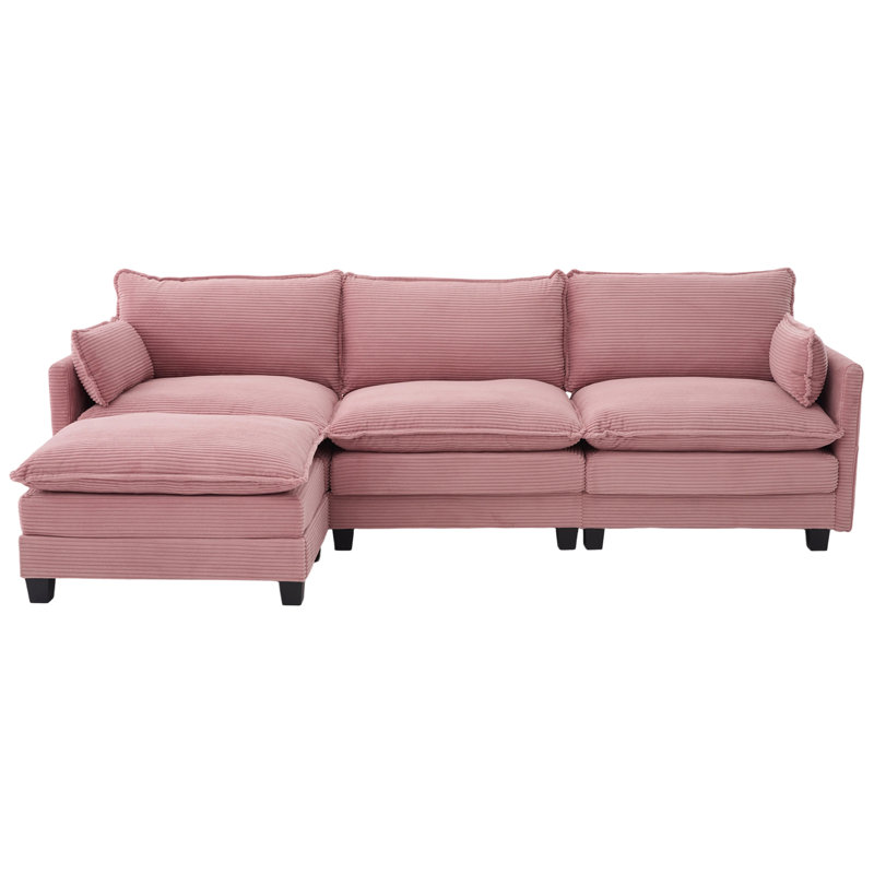Canapé modulaire surdimensionné de 102 pouces à 4 places avec repose-pieds mobile, canapé convertible en L en velours côtelé pour le salon et le bureau