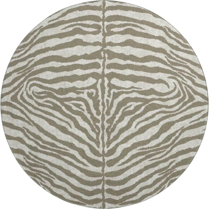 Premium Machine Washable Kishonna AMF42 Taupe Rug, Round 8'