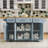 54Inch Large Kitchen Island With Rubber Wood Drop Leaf, Embossed Texture Rolling Kitchen Cart On 4 Wheels With 4 Doors And 3 Drawers, Kitchen Island With Storage For Kitchen, Dining Room-427763502