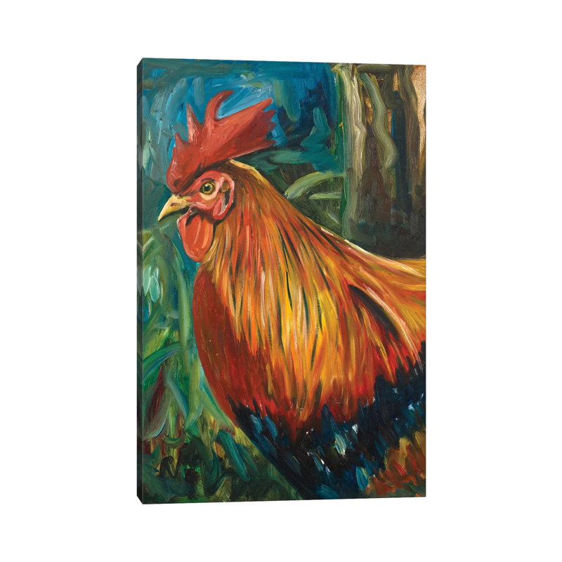 Rooster by Andy Beauchamp - Wrapped Canvas Painting, 20.32 cm H x 30.48 cm W
