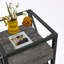 Table de bout avec plateau en verre, tiroir et tablette ouverte