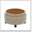 25 Inch Round Storage Ottoman With Tray, Modern Tufted Fabric Circle Coffee Table For Living Room And Bedroom-341801845