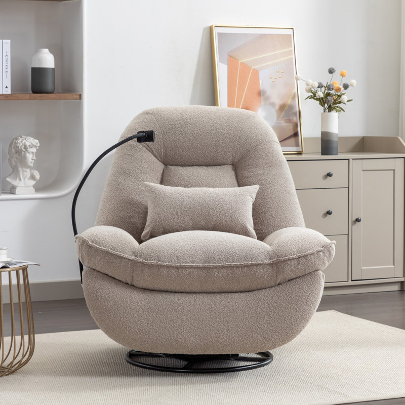 Antwonn 100cm Wide Swivel Standard Recliner, Brown
