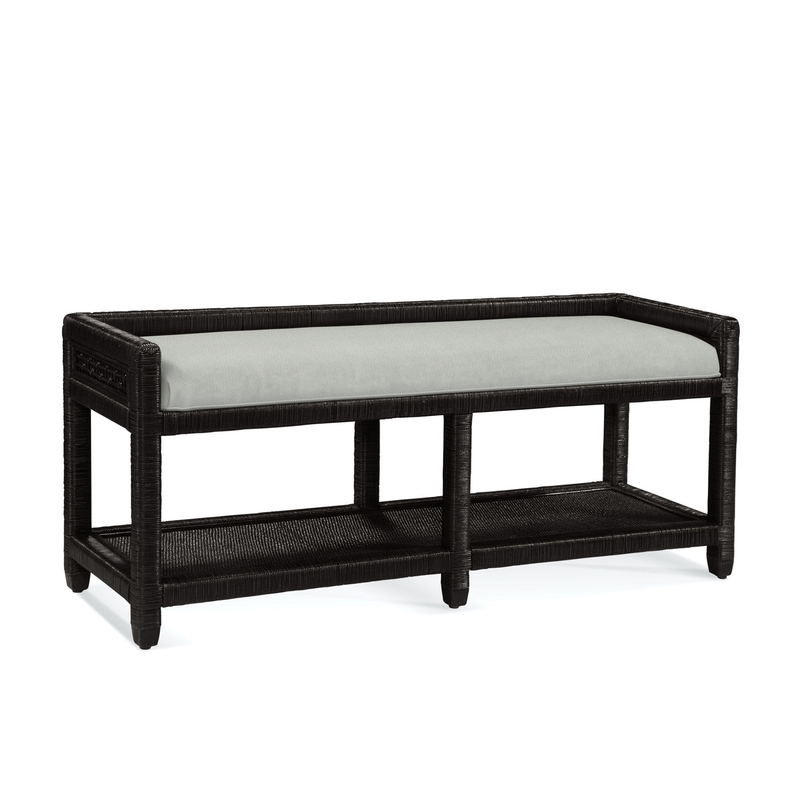 Silvio 54" Storage Bench, Antique Black, Lapis Plaid; 0126-63