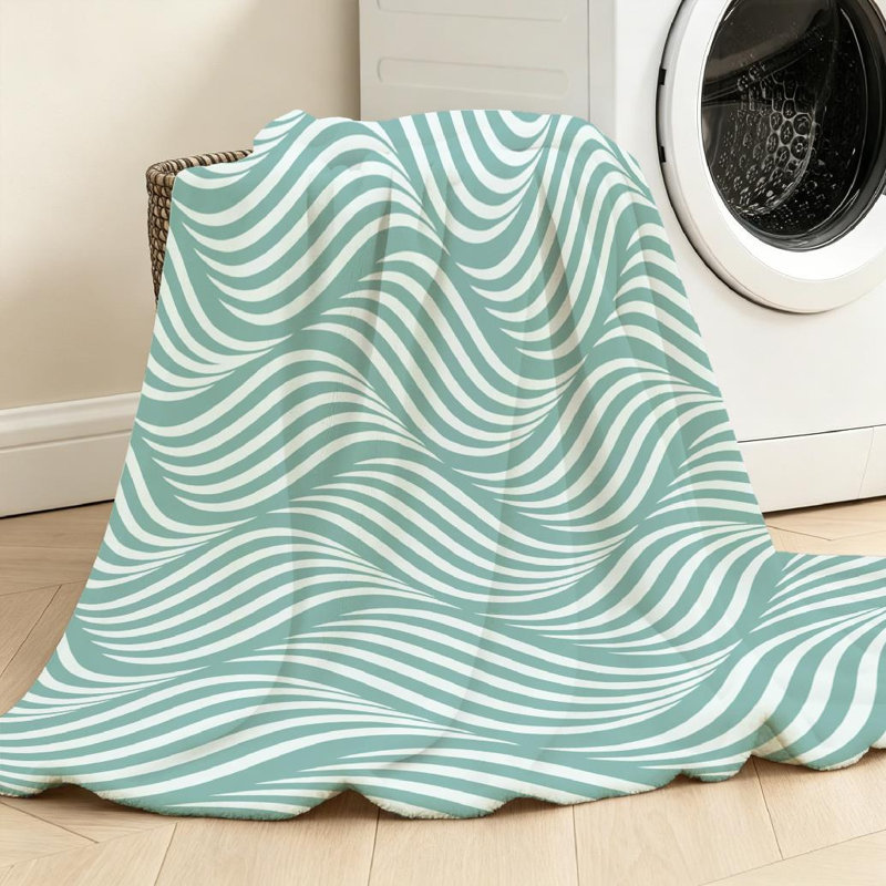 Jeté en molleton blanc ultra doux en flanelle, imprimé géométrique répétitif d'eau, Jeté 30 po x 40 po