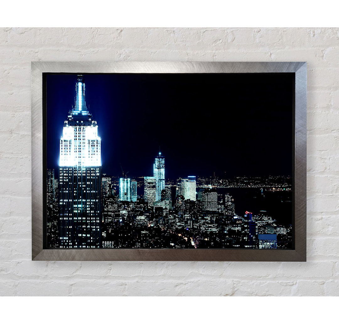 New York City White Glow Nights - Einzelne Bilderrahmen Kunstdrucke