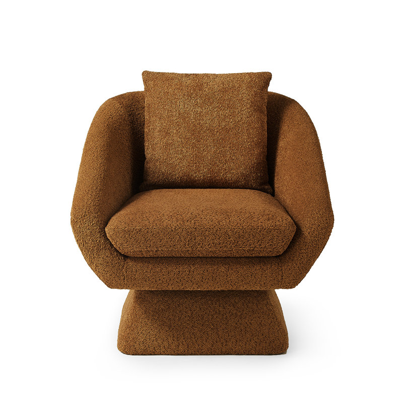 Arafaat 80Cm Wide Swivel Barrel Chair, Rust Boucle